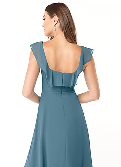 Azazie Jinny Bridesmaid Dresses Bermuda A-Line Square Neckline Ruched Chiffon Dress image6