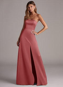 Azazie Wren Bridesmaid Dresses Antique Rose A-Line Strapless Stretch Satin Convertible Dress image3