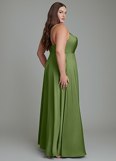 Azazie Sarella Robes de demoiselle d'honneur Robe Trapèze en Satin extensible Plissé Genévrier image7