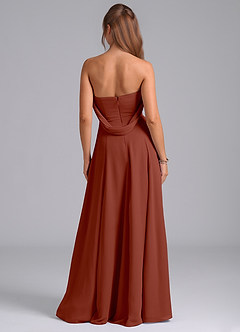 Azazie Almina Robes de demoiselle d'honneur Robe Trapèze Convertible en Mousseline de soie Épaule décolletée Auburn image7