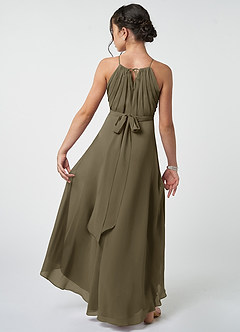 Azazie Oaklynn Junior Willow Green A-Line Pleated Chiffon Dress image3