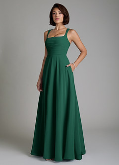 Azazie Azaria Bridesmaid Dresses Emerald A-Line Corset Chiffon Dress image5