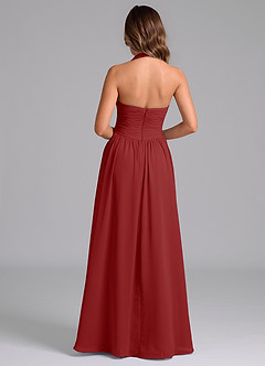 Azazie Darlyn Bridesmaid Dresses Rust A-Line Pleated Chiffon Dress image2