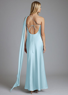 Azazie Loreen Suknie dla druhen Syrena Jedno ramię Satyna elastyczna Do ziemi Sukienka image2