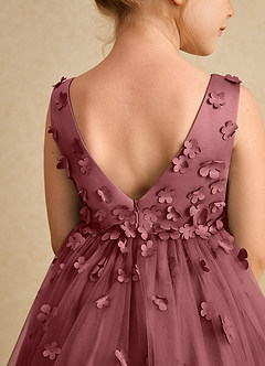Azazie Lana Flower Girl Dresses Amethyst A-Line Sleeveless Matte Satin Dress image7