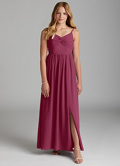 Azazie Zeya Junior Mulberry A-Line Chiffon Dress image1