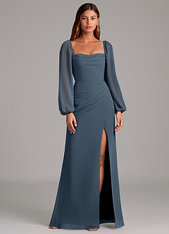 Azazie Brixley Bridesmaid Dresses Neptune Mermaid Long Sleeve Chiffon Dress image1
