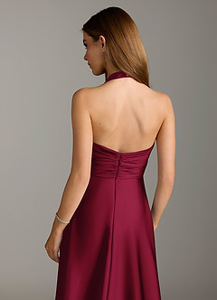 Azazie Tessie Bridesmaid Dresses Burgundy A-Line Pleated Stretch Satin Dress image7