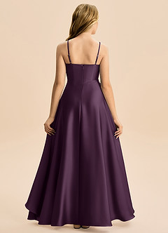 Azazie Eirlys Junior Robe Trapèze en Satin extensible Plissée Prune image2