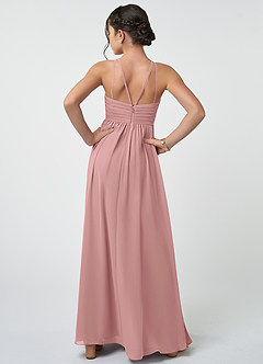 Azazie Leighton Junior Dusty Rose A-Line Pleated Chiffon Dress image3