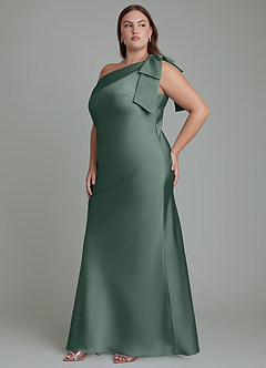 Azazie Yuanna Robes de demoiselle d'honneur Robe Sirène en Satin extensible Asymétrique Mousse De Mer image12