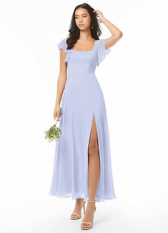 Azazie Bondi Bridesmaid Dresses Lavender A-Line Ruched Chiffon Dress image1