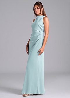 Azazie Evadne Bridesmaid Dresses Mist A-Line Pleated Chiffon Dress image5