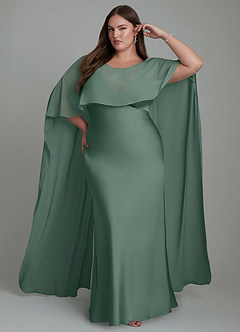 Azazie Stefania Robes de demoiselle d'honneur Robe Trapèze en Satin extensible Eucalyptus image7