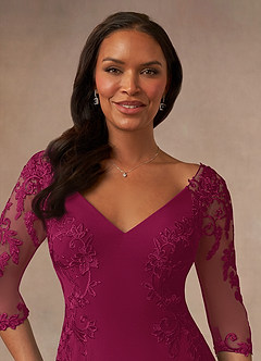 Azazie Fanny Mother of the Bride Dresses Burgundy Mermaid Lace Dress image5