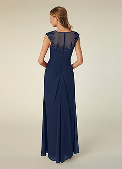 Azazie Libby Mother of the Bride Dresses Dark Navy A-Line Scoop Sequins Chiffon Dress image2