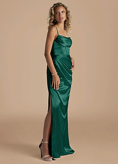 Azazie Mai Vente Finale Robe Fourreau en Satiné métallisé Plissée Auburn image5