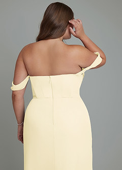 Azazie Johana Bridesmaid Dresses Lemon Sorbet Mermaid Off the Shoulder Chiffon Convertible Dress image14