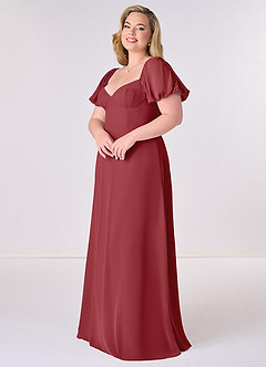 Barbie ♥ Azazie Bridesmaid Dresses Pomegranate A-Line Pleated Chiffon Dress image9