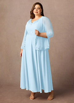 Azazie Devana Mother of the Bride Dresses Sky Blue A-Line Sequins Chiffon Dress image10