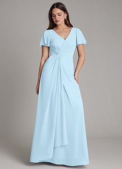 Azazie Kaya Bridesmaid Dresses Sky Blue A-Line Pleated Chiffon Dress image1