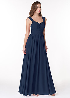 Azazie Zapheira Bridesmaid Dresses Dark Navy A-Line Ruched Chiffon Dress image4
