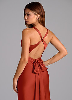 Azazie Hati Brautjungfernkleider Meerjungfrau-Linie Stretch-Satin Kleid Rost image2