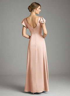 Azazie Omari Vestidos de damas de honor Vestido de Oro Rosa de Satén Elástico de Corte en A image2