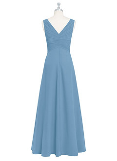 Azazie Flora Brautjungfernkleider A-Linie Plissee Chiffon Kleid Stahlblau image8