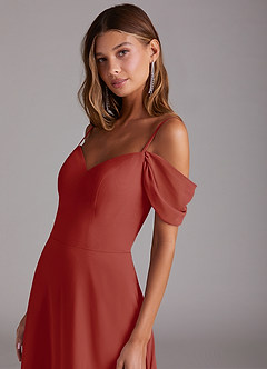 Azazie Marley Bridesmaid Dresses Terracotta A-Line Off the Shoulder Chiffon Convertible Dress image9
