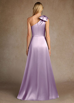 Azazie Easton Mother of the Bride Dresses Frosted Lilac A-Line One Shoulder Stretch Satin Dress image3