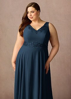Azazie Devana Abiti per la Madre della Sposa Abito A-Line in Chiffon Paillettes Marino Scuro image15