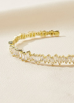 front Thin Jagged Crystal Cuff Bracelet