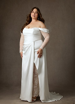 Azazie Alexa Hochzeitskleider A-Linie Herzausschnitt Spitze Kleid Diamantweiß image14