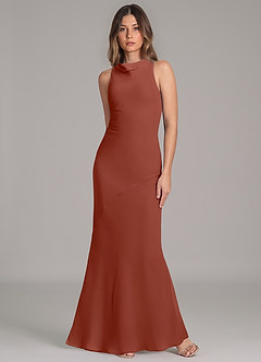 Azazie Allettie Bridesmaid Dresses Auburn Mermaid Chiffon Dress image4