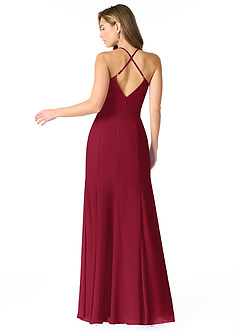 Azazie Carolina Bridesmaid Dresses Burgundy Mermaid Ruched Chiffon Dress image2