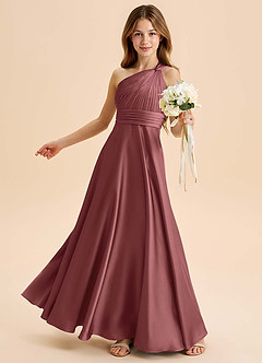 Azazie Charlize Junior Klä av A-Line i Stretch Satin Plisserad image4