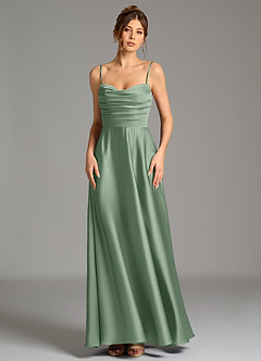 Azazie Ayla Brudtärnklänningar Klä av A-Linje i Stretch Satin Korsett Matcha image5