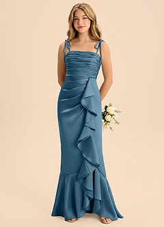 Azazie Ryan Junior Bermuda Sheath Bow Stretch Satin Dress image5
