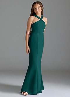 Azazie Rue Junior Peacock Mermaid Side Slit Chiffon Dress image3