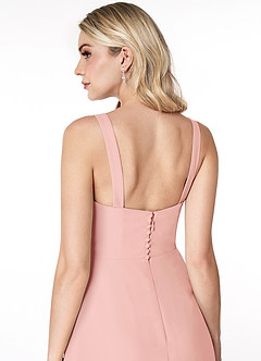 Azazie Jay Bridesmaid Dresses Rosette A-Line Square Neckline Side Slit Chiffon Dress image6