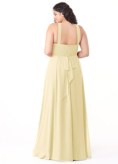 Azazie Dixie Bridesmaid Dresses Lemon Sorbet A-Line Halter Pleated Chiffon Dress image10