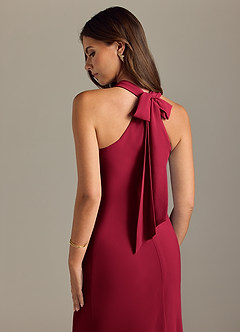 Azazie Doretta Bridesmaid Dresses Burgundy Mermaid Pleated Chiffon Dress image2