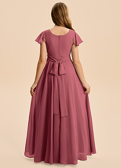 Azazie Cady Junior A-Linie Plissee Chiffon Kleid Merlot image2