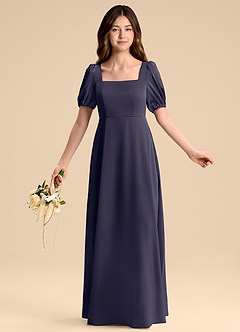 Azazie Briar Junior Vestido de Tormenta de Satén Elástico de Corte en A con Lazo image5