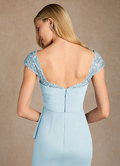Azazie Belfast vestidos de madre de la novia Vestido de Azul Cielo de Malla de Recto con Encaje image6