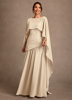 Azazie Flossie Mother of the Bride Dresses Champagne A-Line Pleated Chiffon Dress image3