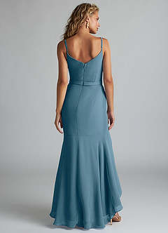Azazie Summer Bridesmaid Dresses Bermuda Mermaid Scoop Cowl Chiffon Dress image2