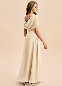 Azazie Emma Junior Robe Trapèze en Mousseline de soie Plissée Champagne image6