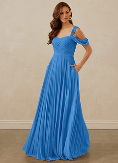 Christian Siriano Bridal for Azazie 1013 Bridesmaid Dresses Blue Jay A-Line Off the Shoulder Chiffon Dress image1